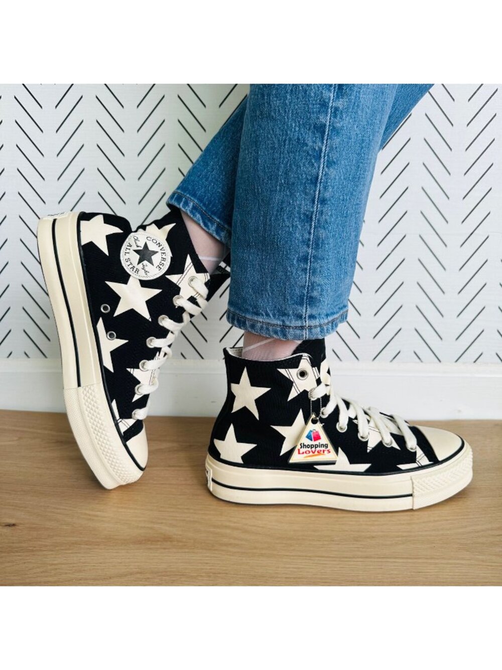 ⭐Converse Chuck Taylor All Star Lift Platform Hi Large Stars 10.5 Shoes A09903C⭐
